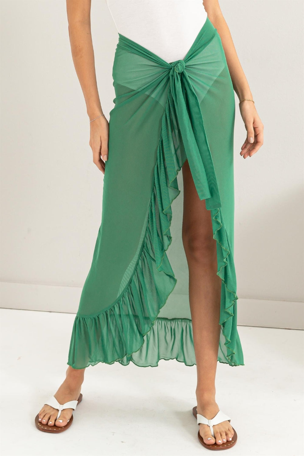 Ruffle Trim Cover Up Sarong Skirt