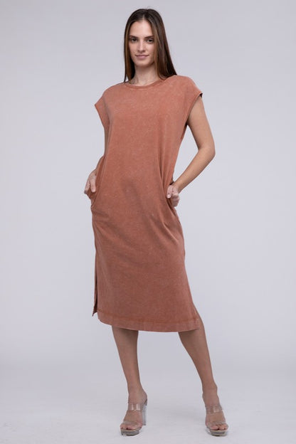 Pink Casual Comfy Sleeveless Midi Dress