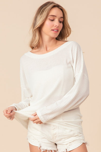Off white Waffled Backless Drawstring T-Shirt