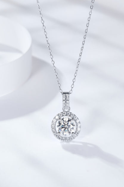 2 Carat Moissanite Round Pendant Necklace