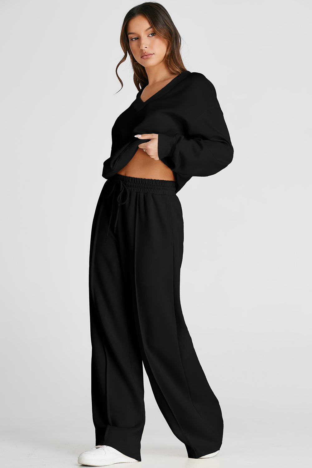 V-Neck Long Sleeve Top and Pants Active Set – MK XCLUSIVE