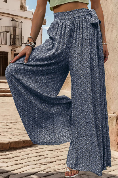 Printed Tied Wide Leg Pants