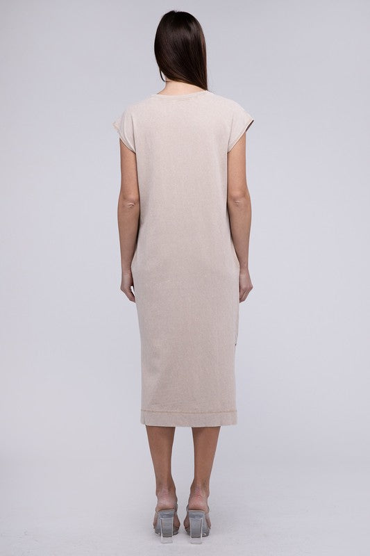 Pink Casual Comfy Sleeveless Midi Dress