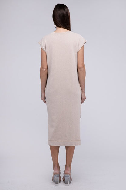 Pink Casual Comfy Sleeveless Midi Dress