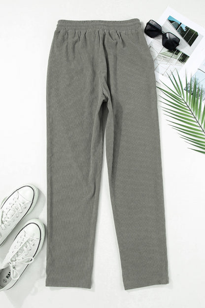 Drawstring Straight Pants with Pockets