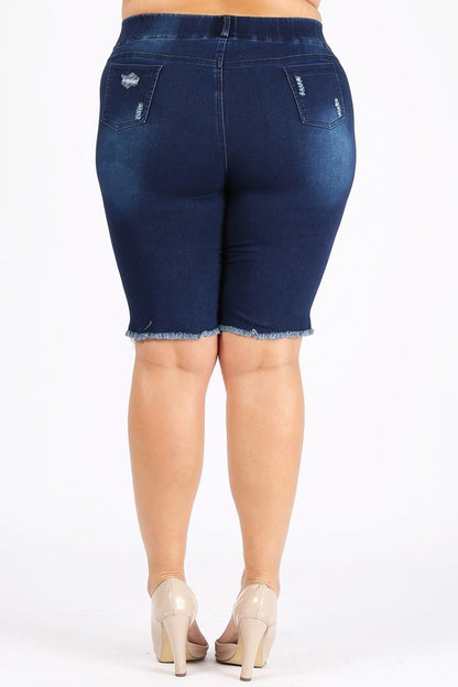 Dark Blue 4X/5X-5X/6X Plus Size Jeggings Bermuda Pants