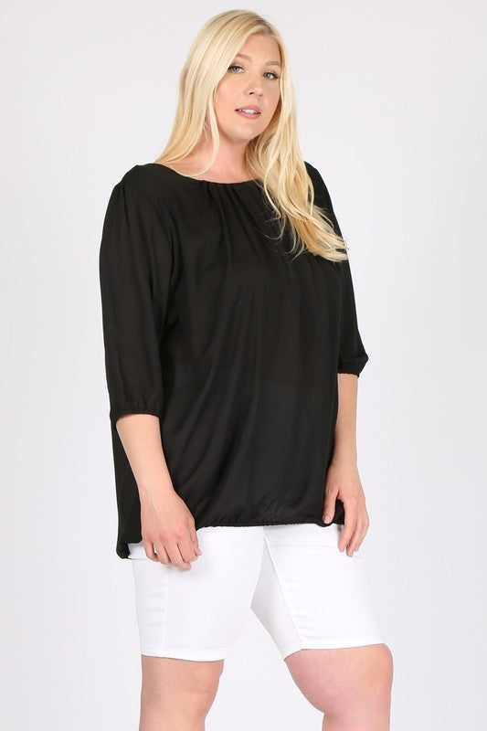 Plus Size Ruffle Round Neck TOP