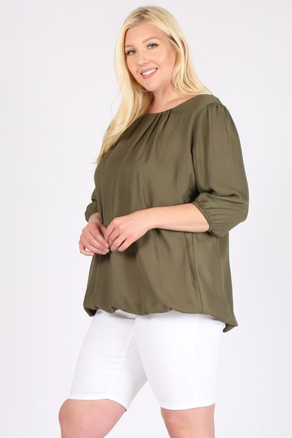 Plus Size Ruffle Round Neck TOP