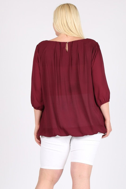 Plus Size Ruffle Round Neck TOP