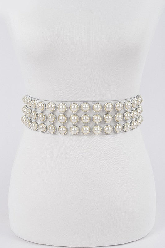 PLUS SIZE Pearl Studs Clear PVC Belt