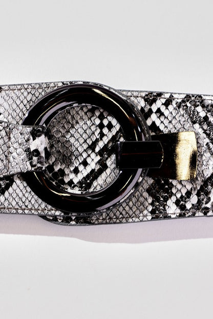 SNAKE PRINT WIDE FASHION BELT