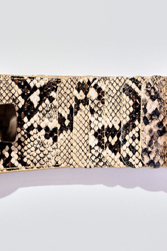 SNAKE PRINT WIDE FASHION BELT