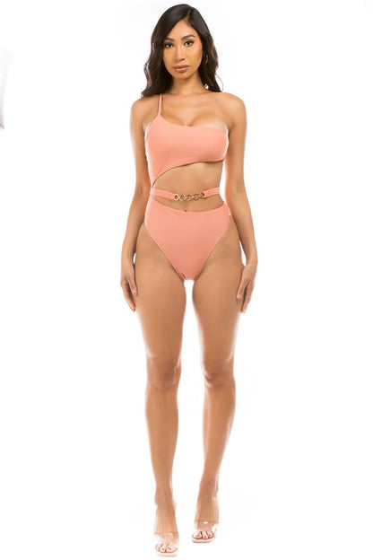 Peach Chic Belt One-Piece