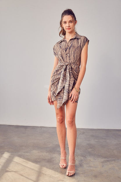 Printed Front Tie Dress