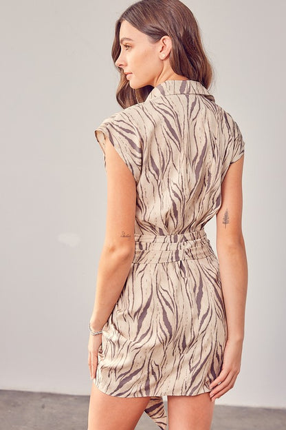 Printed Front Tie Dress