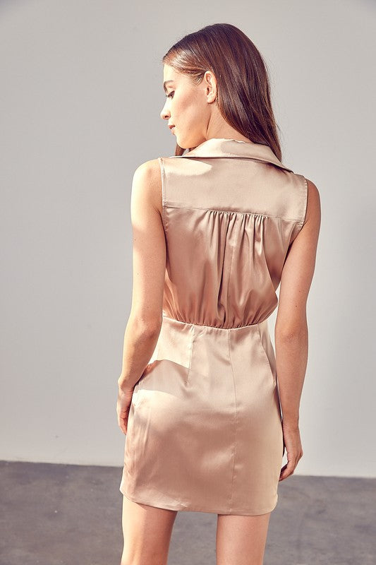 Light Tan Collar Wrap Dress