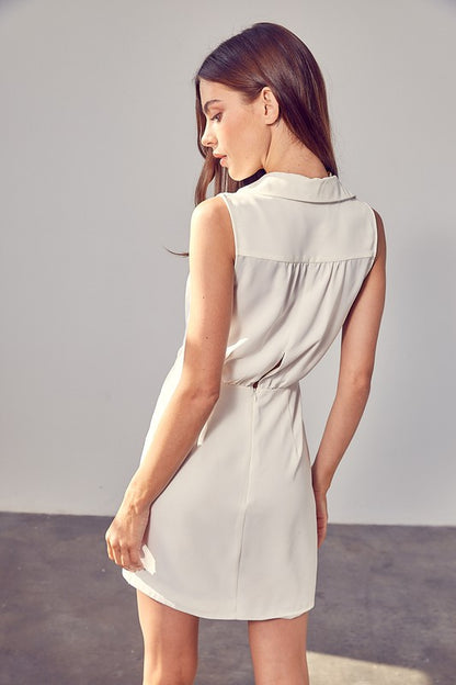 Ivory Collared Side Button Dress