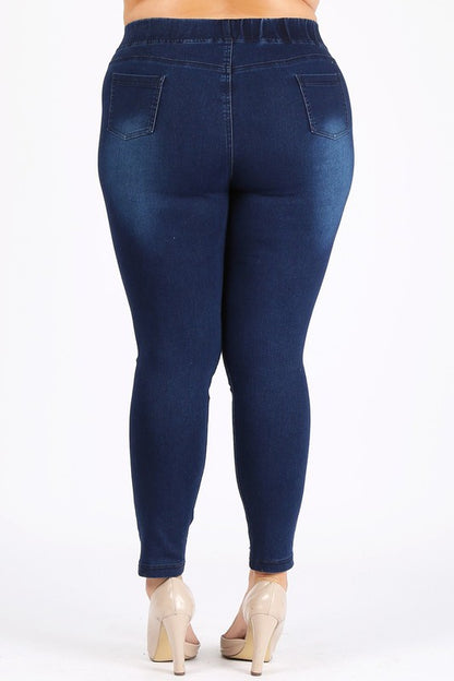 Dark Blue 4X5X-5X6X Plus Jeggings Denim Pants