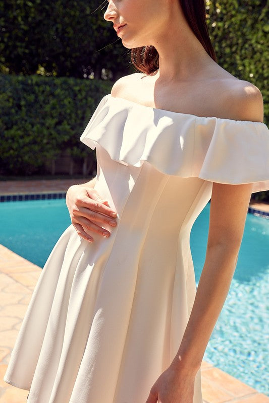 White Line Ruffle Dress