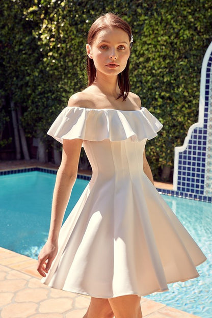 White Line Ruffle Dress