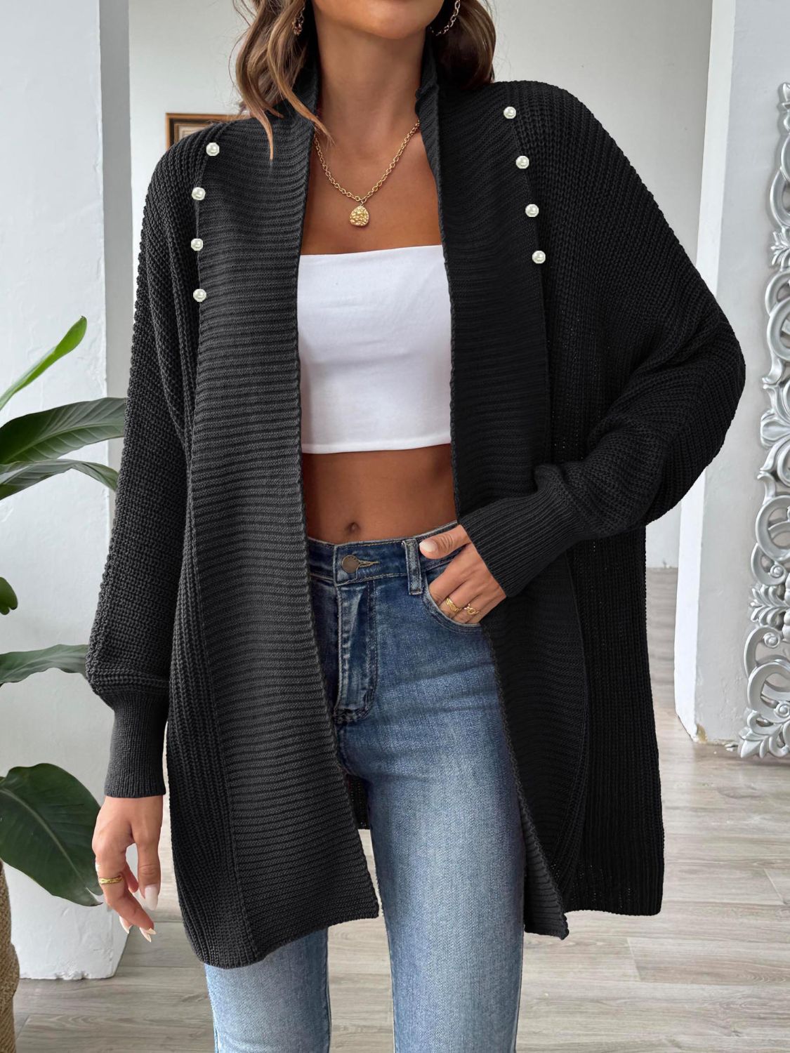 Open Front Long Sleeve Cardigan