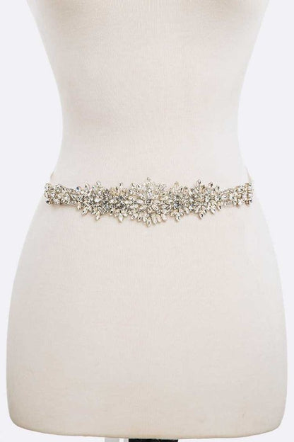 Crystal Flower Statement Sash Tie Belt