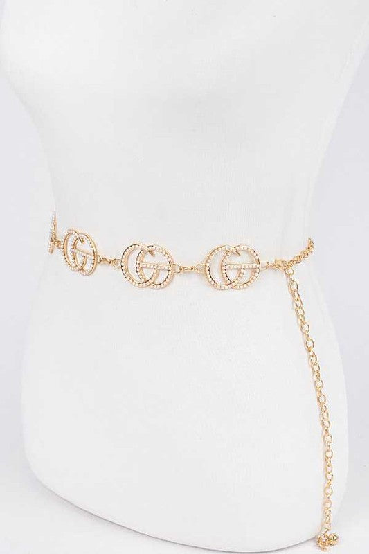 Pearl Pave CG Logo Chain Belt