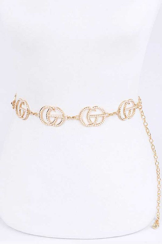 Pearl Pave CG Logo Chain Belt