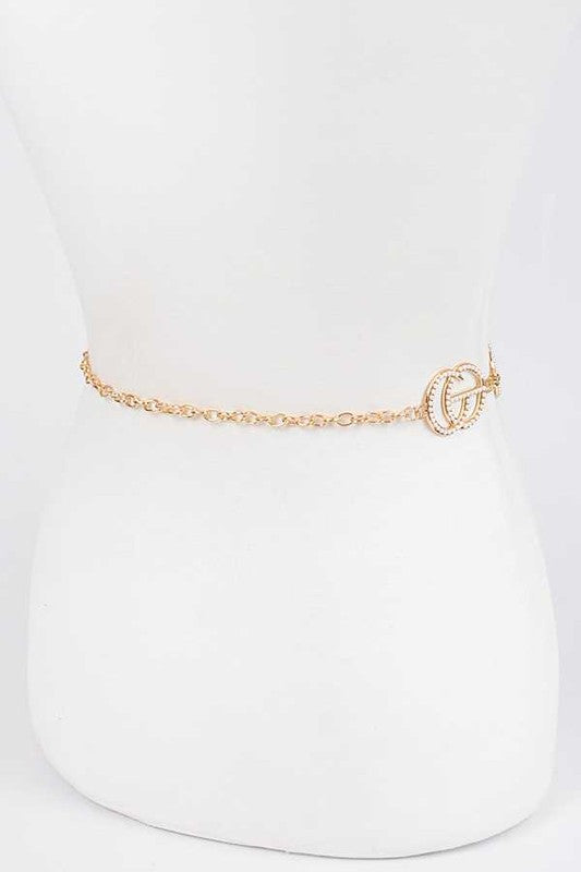 Pearl Pave CG Logo Chain Belt