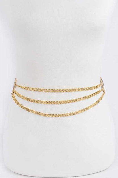 Crystal Ring Layered Chain Belt