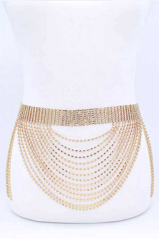 Fringe Rhinestone Curtain Belt