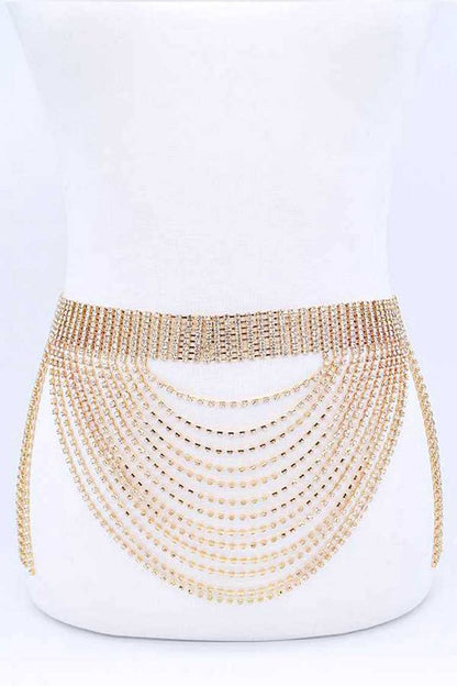 Fringe Rhinestone Curtain Belt