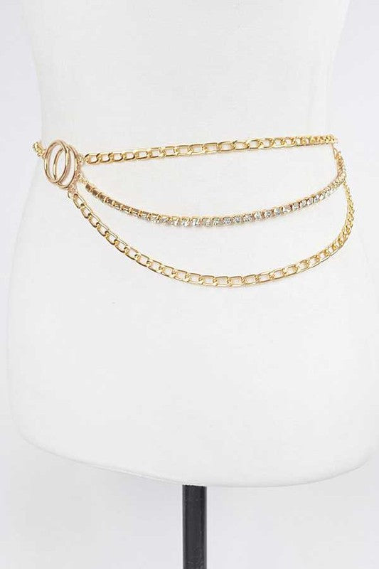 Iconic Rhinestone Layer Chain Belt