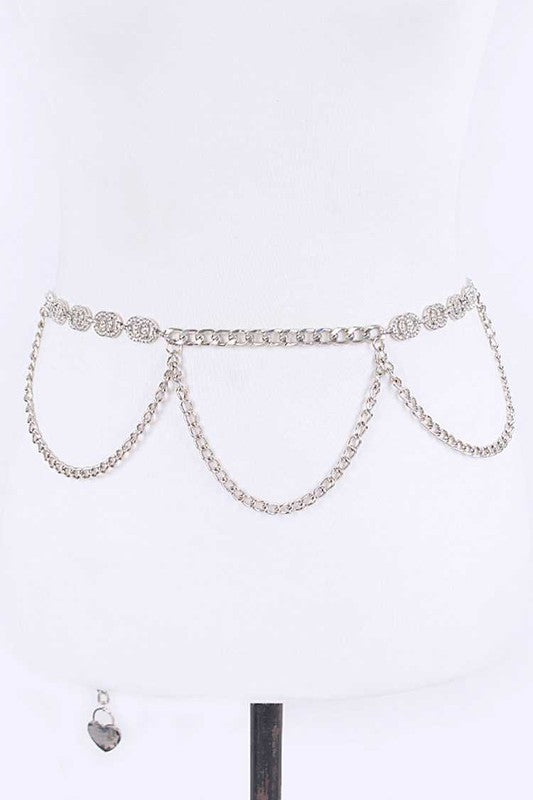 Iconic Rhinestone Layered Chain Belt