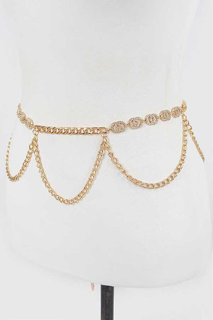 Iconic Rhinestone Layered Chain Belt