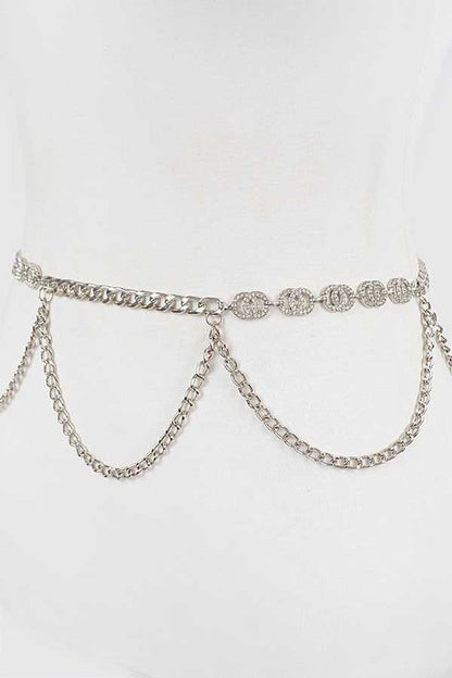 Iconic Rhinestone Layered Chain Belt