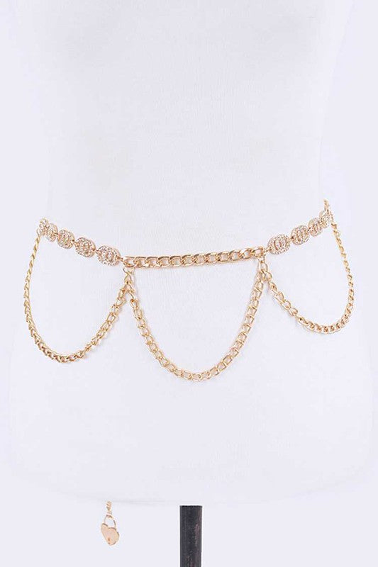 Iconic Rhinestone Layered Chain Belt