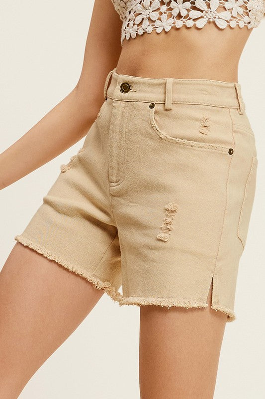 Washed denim shorts with pockets