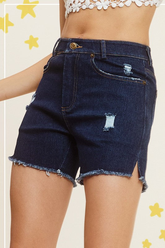 Washed denim shorts with pockets