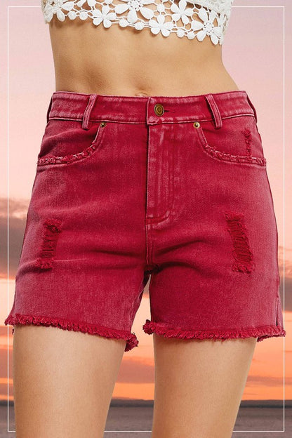 Washed denim shorts with pockets