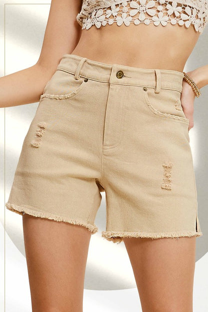 Washed denim shorts with pockets