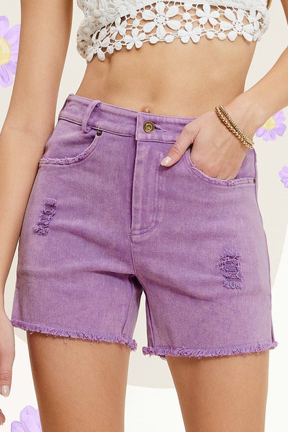 Washed denim shorts with pockets