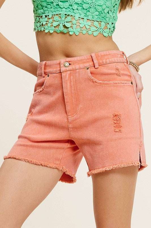 Washed denim shorts with pockets