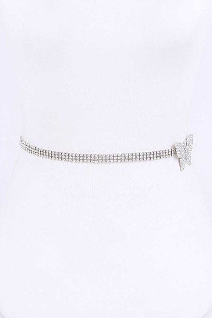 Rhinestone Butterfly Chain Belt