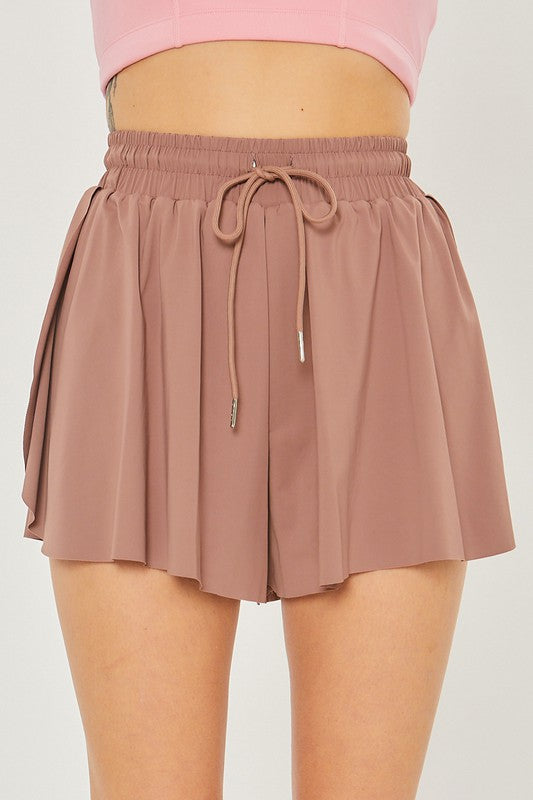 Tan Activewear Two In One Drawstring Shorts