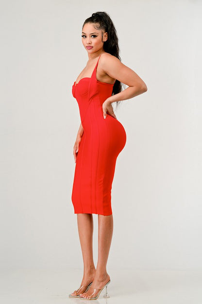 Red Corset Bandage Mini Dress