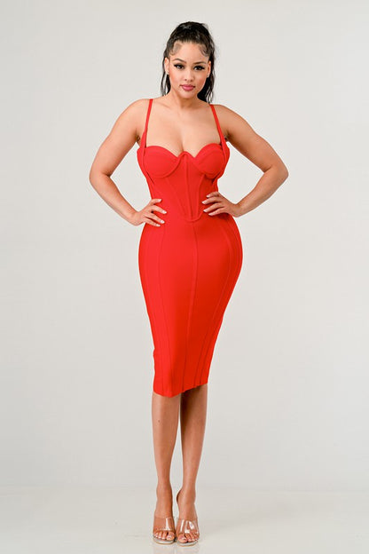 Red Corset Bandage Mini Dress