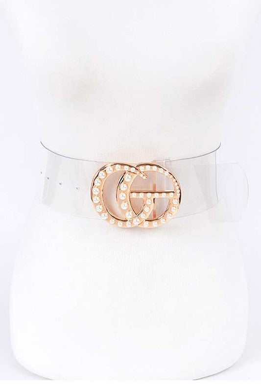 Pearl Accent CG Logo Clear Transparent Belt