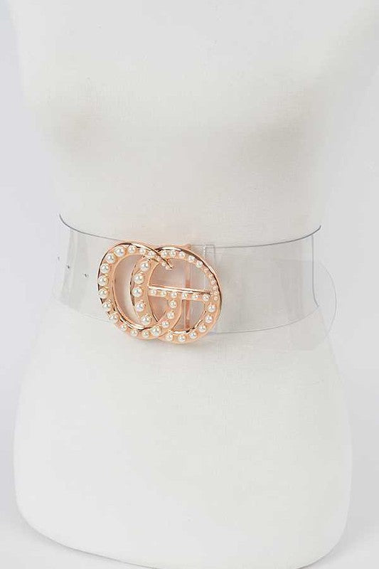 Pearl Accent CG Logo Clear Transparent Belt