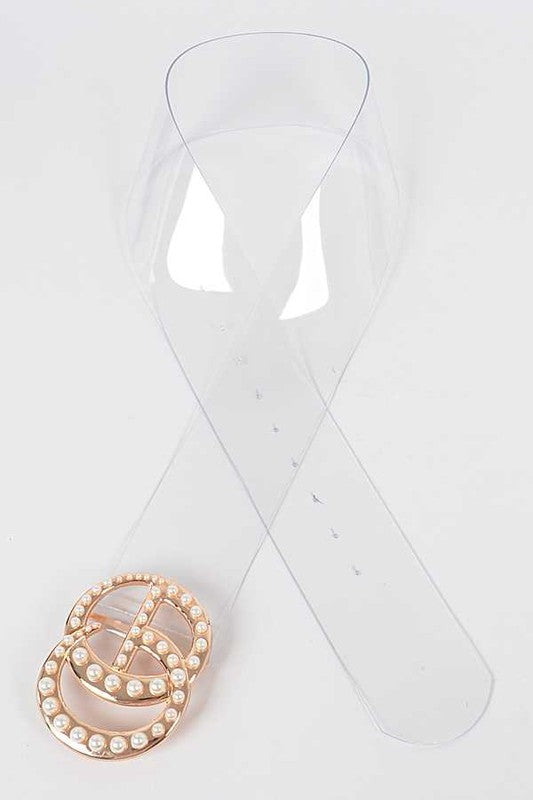 Pearl Accent CG Logo Clear Transparent Belt